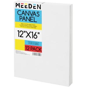MEEDEN 12-Pack Canvas Boards for Painting, 16 × 20 Inches Blank White Canvas Panels, 100% Cotton, 8 oz Gesso-Primed, Canvas Art Supplies for Acrylic Pouring Airbrushing & Oil Painting