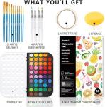 Funto Watercolor Set, 48 Color Paint Set, 10 Brushes, 30 Page Pad(9"x12"), 4 Refillable Pens & More, Painting Kit for Kids, Adults, Beginners