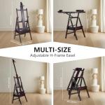 YOKUGO H Frame Artist Easels for Painting, Large Beech Wood Painting Easel with Storage Drawer Floor Standing Easel Stand for Adults, Foldable & Adjustable Studio Canvas Art Stand, Walnut