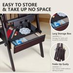 YOKUGO H Frame Artist Easels for Painting, Large Beech Wood Painting Easel with Storage Drawer Floor Standing Easel Stand for Adults, Foldable & Adjustable Studio Canvas Art Stand, Walnut