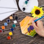 Aodaer 12 Pieces Stretched Canvas for Painting 6 Inch Blank Canvas Panels Triangle Square Hexagon Round Shape Canvases Boards Art Supplies for Acrylic Pouring Oil Painting