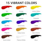 ABEIER Outdoor Acrylic Paint Set, 15 Vibrant Colors (8.45oz/250ml Large Bottles), Waterproof & UV Resistant Outdoor Paint for Rocks, Wood, Walls, Garden Statues, Professional Bulk Art Supplies