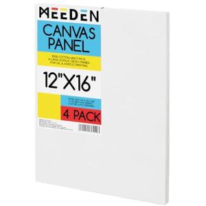 MEEDEN 4-Pack 100% Cotton Canvas Boards for Painting - 12x16'' Blank Canvas Panels for Oil & Acrylic Painting, Ready to Paint Art Supplies for Professional Artists, Students