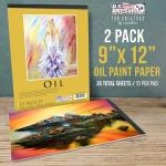 U.S. Art Supply 9" x 12" Premium Heavy-Weight Oil Painting Pad (2 Pack, 30 Sheets Total) - 90lb (190gsm) - Oil Pastel Paper for Students and Adults