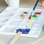 MAHITOI Palette for Watercolors, Oil & Acrylic Paints, Mix & Separate Colors, White, Art 20 Wells, 13” x 10” 4 slated Squares, 4 Squares, 4 Large circulars, and 8 Small Circular Wells for All Levels