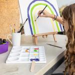 MAHITOI Palette for Watercolors, Oil & Acrylic Paints, Mix & Separate Colors, White, Art 20 Wells, 13” x 10” 4 slated Squares, 4 Squares, 4 Large circulars, and 8 Small Circular Wells for All Levels