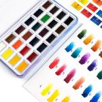 Paul Rubens Watercolor Paint Set Full Pan, 24 Vivid Colors Water Coloring Paint in Pocket Box with Metal Ring, High Transparency Intense and Durable, No Chalky, Perfect for Students, Beginners