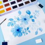 Paul Rubens Watercolor Paint Set Full Pan, 24 Vivid Colors Water Coloring Paint in Pocket Box with Metal Ring, High Transparency Intense and Durable, No Chalky, Perfect for Students, Beginners