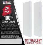 U.S. Art Supply Medium Stretched Canvas for Painting 12x48 inch Gallery Depth 1-1/2" Thick, 2-Pack - 12oz Acrylic Gesso Triple Primed, Professional Artist Quality, 100% Cotton - Oil, Pouring Paint