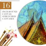 Ireer 4 Pcs 16 Inch Round Canvas Stretched Canvases for Painting Blank Large Round Canvas Panels White Quality Circle Canvas Board for Oil Acrylic Pouring Gouache Crafts Art…