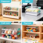 FAMOVELL 6 Qt Clear Plastic Storage Bins Containers with Lids, Arts Crafts Organizers and Storage, Stackable Containers for A4 Paper File Scrapbook Documents for Home Office and School Supplies 2 Pack