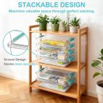 FAMOVELL 6 Qt Clear Plastic Storage Bins Containers with Lids, Arts Crafts Organizers and Storage, Stackable Containers for A4 Paper File Scrapbook Documents for Home Office and School Supplies 2 Pack