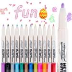 TRANSON 12pcs Outline Shimmering Markers with Metallic for Fun Art Drawing Craft DIY