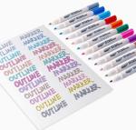 TRANSON 12pcs Outline Shimmering Markers with Metallic for Fun Art Drawing Craft DIY