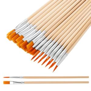 cobee 30 Pcs Paint Brushes Set, Nylon Hair Brush Set Artist Paint Brushes Round Pointed Tip Paintbrushes Face Paintbrush for Acrylic Oil Watercolor Painting Drawing Figurines