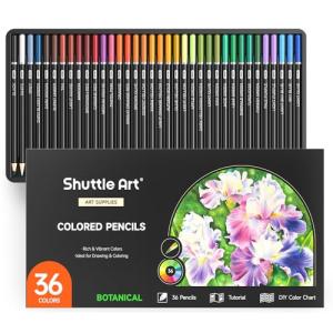 Shuttle Art 36 Colored Pencils, Botanical Themed Colored Pencils for Adult, Soft Core Color Pencils, Coloring Pencils for Adults Kids Artists Beginners Drawing Coloring Sketching