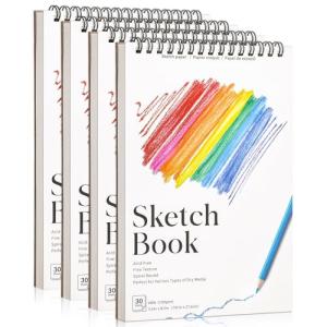 4 Pack Small Sketch Books, 5.5 x 8.5 Inch Mini Sketchbook, 68lb/100gsm Spiral Bound Small Sketch Pad, Acid Free Art Supplies Drawing Painting Sketchbook for Kids, Beginners, Artists & Easter Gift