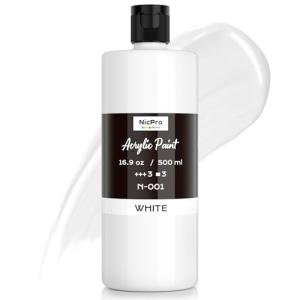 Nicpro White Large Acrylic Paint (16.9 oz, 500 ml), Rich Pigments, Non Toxic Craft Paint for Multi Surface, Canvas, Wood, Leather, Ceramic, Fabric, Stone - Art Painting Supplies for Beginners, Artists & Adults