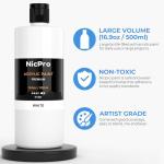 Nicpro White Large Acrylic Paint (16.9 oz, 500 ml), Rich Pigments, Non Toxic Craft Paint for Multi Surface, Canvas, Wood, Leather, Ceramic, Fabric, Stone - Art Painting Supplies for Beginners, Artists & Adults