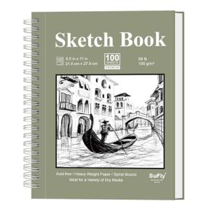 Sketch Book 8.5 x 11, Sketch Pad, Pack of 1 (68lb/100gsm), 100 Sheets Spiral Sketchbook, Acid Free Drawing Paper, Sketch Pads for Drawing for Adults, Art Paper for Drawing and Painting for Kids.
