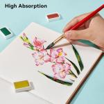 Arrtx Square Watercolor Paper Sketchbook, 7.09x7.09'', 140 LB, 300 GSM, 100% Cotton Paper, Cold Press, 24 Sheets, Hardcover Watercolor Journal for Use As Travel Notebook for Artists Adults Students