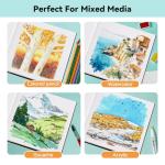 Arrtx Square Watercolor Paper Sketchbook, 7.09x7.09'', 140 LB, 300 GSM, 100% Cotton Paper, Cold Press, 24 Sheets, Hardcover Watercolor Journal for Use As Travel Notebook for Artists Adults Students