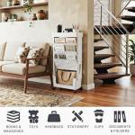 yeavs 5-Tier Mobile Bookshelf, Rolling Bookcase Book Storage Rack, Movable File Folder Organizer Cart with Wheels for Home Study Office Living Room Classroom, White