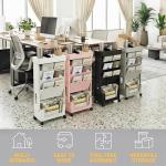 yeavs 5-Tier Mobile Bookshelf, Rolling Bookcase Book Storage Rack, Movable File Folder Organizer Cart with Wheels for Home Study Office Living Room Classroom, White