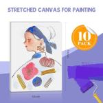 ESRICH Stretched Canvas for Painting 12x16 Inch, 10 Pack Blank Canvas -5/8 in Profile Primed Cotton White Canvases for Painting for Oil & Acrylic Paint