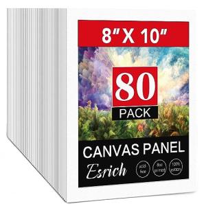 ESRICH 8x10 Canvas for Painting, 80 Pack Blank Painting Canvas, Primed Cotton Canvas Boards for Painting for Oil Paint, Watercolor, Acrylic Paint, Gouache and Tempera.
