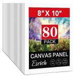 ESRICH 8x10 Canvas for Painting, 80 Pack Blank Painting Canvas, Primed Cotton Canvas Boards for Painting for Oil Paint, Watercolor, Acrylic Paint, Gouache and Tempera.