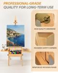 Foldable & Adjustable Wooden Art Easel with Storage Drawer Trays,Beech Wooden Easel for Painting,Artist Easel Stand for Painting,Standing Wood Easel Stand for Adult Student Studio,Stand Up Floor Easel