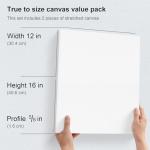PHOENIX 12x16 Inch Pack of 2 Canvas - Stretched Canvases for Painting, 8 Oz Triple Primed 5/8 Inch Profile 100% Cotton White Blank Framed Canvas for Oil Acrylic & Pouring Art