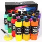 ARTME 18 Colors Acrylic Paint Set, 8.45oz/250 ml Large Bulk Acrylic Paint, Rich Pigment Art Painting Supplies for Artists and Beginners Painting on Canvas Wood Rocks Crafts Ceramic