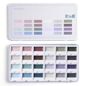 Fuumuui Watercolor Paint Set- 24-Color Opaque Semi-Moist Watercolor Paint, Gray Painting Sets Professional Art Supplies for Artists Adult Beginner Painters Amateur Hobbyists Painting