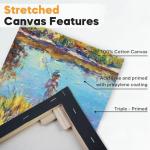 CONDA Black Stretched Canvas 11x14 inch 8 Pack Canvases for Painting, 100% Cotton, 8 oz Gesso-Primed, 5/8 Inch Profile Artist Canvas Value Bulk Pack for Acrylics, Oils Painting