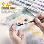 Fuumuui Watercolor Paint Set- 24-Color Opaque Semi-Moist Watercolor Paint, Gray Painting Sets Professional Art Supplies for Artists Adult Beginner Painters Amateur Hobbyists Painting