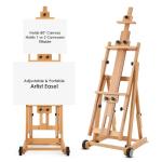 Houseables Easel for Painting, H Frame Easel, Painting Stand, Floor Standing, for Large Canvas, Adjustable, Tilt Flat, Rolling Wheels, Wood, Studio, Adults, Painters, Arts & Crafts, Fits 80” Canvas