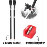 Mr. Pen- Eraser Pencil with Brush, 3 Pcs, 2 Eraser Pencils, 1 Sharpener, Artist & Drawing Set
