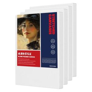 Stretched Canvas for Painting 12x16 Inch (4 Pack) - 100% Cotton Triple Primed White Artist Canvas Boards, Blank for Acrylic, Oil, Watercolor - Professional Art Supplies