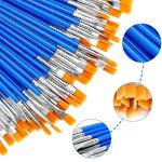 30Pcs Small Paint Brushes Kids for Acrylics Painting, Flat Nylon Hair Paint Brush Bulk Handle Oil Watercolors Painting Brushes for Students, Children and Adult, Blue