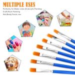 30Pcs Small Paint Brushes Kids for Acrylics Painting, Flat Nylon Hair Paint Brush Bulk Handle Oil Watercolors Painting Brushes for Students, Children and Adult, Blue