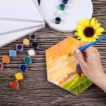 Aodaer 12 Pieces Stretched Canvas for Painting 8 Inch Blank Canvas Panels Triangle Square Hexagon Round Shape Canvases Boards Art Supplies for Acrylic Pouring Oil Painting