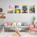 Canvases for Painting, 40x30, 30x20, 20x15, 8 Set Stretched White Canvas with Petal Paint Tray Palettes & Tape, Artist Canvases Frame Board Panels, Cotton Canvas for Oil, Acrylic, Watercolor