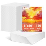 Zhithink Canvas Boards for Painting 120 Pack 8x10 Cotton Canvas Panels Primed Acid Free for Oil, Acrylic Paint, Gouache and Tempera