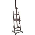 SoHo Urban Artist Wooden Easel - H-Frame Studio Easel for Tabletop Easels for Painting & Drawing Desk, Supports Canvases Up to 71", Mahogany Finish, Adjustable with Locking Casters