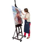 SoHo Urban Artist Wooden Easel - H-Frame Studio Easel for Tabletop Easels for Painting & Drawing Desk, Supports Canvases Up to 71", Mahogany Finish, Adjustable with Locking Casters