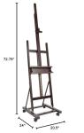 SoHo Urban Artist Wooden Easel - H-Frame Studio Easel for Tabletop Easels for Painting & Drawing Desk, Supports Canvases Up to 71", Mahogany Finish, Adjustable with Locking Casters