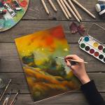 Frcctre 6 Pack 9 x 12 Inch Wood Canvas Panels, Unfinished Wooden Canvas Boards Wood Cradled Painting Panel Boards for Pouring, Art, DIY Crafts, Burning