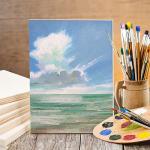 Frcctre 6 Pack 9 x 12 Inch Wood Canvas Panels, Unfinished Wooden Canvas Boards Wood Cradled Painting Panel Boards for Pouring, Art, DIY Crafts, Burning